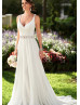 Ivory Beaded Chiffon Keyhole Back Wedding Dress 